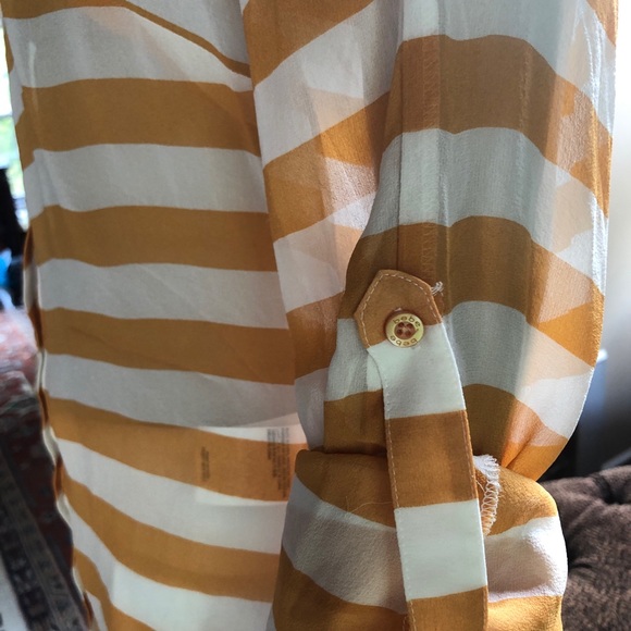 Bebe Sheer Striped Blouse Long Sleeves100% Silk S - Picture 7 of 8